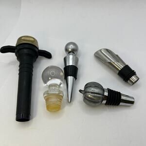 Lot of 5 Bottle Stoppers Glass Pumpkin Spout Stainless As Pictured Glass Stopper